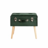 Glitzhome 19.75 Inch Length Hunter Green Velvet Upholstered Storage Stool