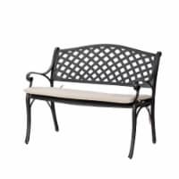 Glitzhome Aluminium Patio Garden Bench with Beige Cushion