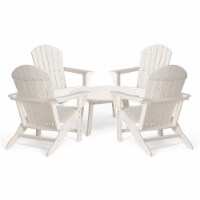 Glitzhome Outdoor 5-Piece Rust-Proof HDPE Adirondack Chair Set with Round Side Table, White