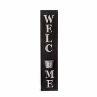 Glitzhome Wooden Welcome Sign with Metal Planter for Porch Wall Decorations