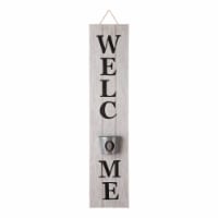 Glitzhome Wooden Welcome Sign with Metal Planter for Porch Wall Decorations