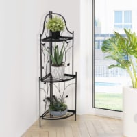 Glitzhome Metal Three Tier Corner Plant Shelf Three-5 Potted
