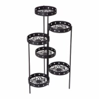 Glitzhome 32.25 Inch H Foldable Multi-Tiered Metal Plant Stand, Black