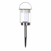 Glitzhome 20 Inch H Dual Mode Solar LED Bug Zapper Light with Hanger and Stake