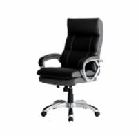 Glitzhome 47 Inch Height Black/Grey PU Leather Gaslift Adjustable Swivel Office Chair