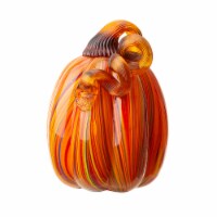 Glitzhome 5.5 Inch Tall Multi Striped Glass Pumpkin