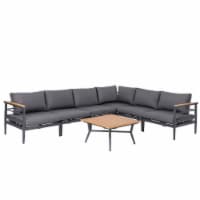 Glitzhome 7-Piece Outdoor Patio Black Aluminum Sectional