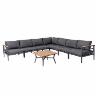 Glitzhome 8-Piece Outdoor Patio Black Aluminum Sectional