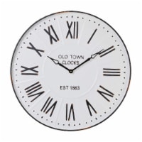 Glitzhome Silent Clock with Large Numerals, Metal Enamel Wall Clock in White/Black