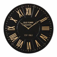 Glitzhome Large Numerals Black/Gold Modern Farmhouse Metal Enamel Wall Clock