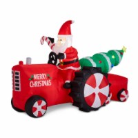Glitzhome 11 Feet Lighted Inflatable Santa on Tractor Decor