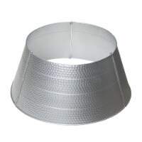 Glitzhome 26 Inch Diameter Sliver Hammer-harden Metal Tree Collar