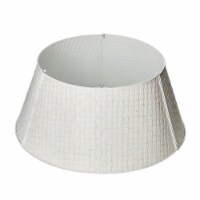 Glitzhome 26 Inch Diameter Washed White Metal Weave Tree Collar