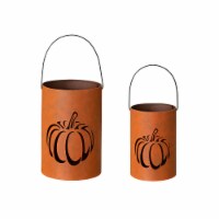 Glitzhome Set of Metal Cutout Pumpkin Bucket