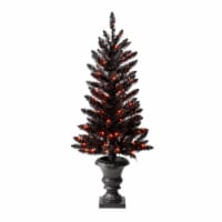 Glitzhome 4 Feet Lighted Black PVC Tips Porch Tree With 100 LED Orange Lights
