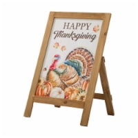 Glitzhome 24 Inch Tall Thanksgiving Wooden Turkey Easel Porch Sign