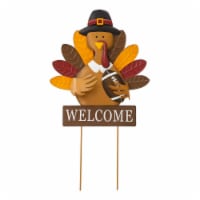 Glitzhome 30 Inch Tall Thanksgiving Metal Turkey Yard Stake/Hanging Wall Decor
