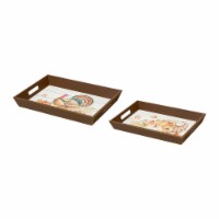 Glitzhome Set of Two Thanksgiving Wooden Turkey Tray