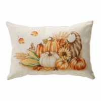 Glitzhome 18 Inch Length Faux Burlap Thanksgiving Croissant Pillow
