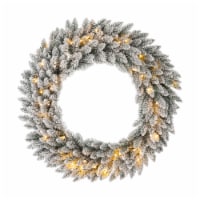 Glitzhome 36 Inch Diameter Snow Flocked Christmas Wreath with 60 Warm White Lights