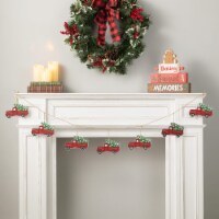 Glitzhome Two Pack 6 Feet Metal Red Truck Garland