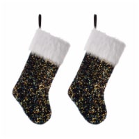 Glitzhome Sequin Christmas Stocking - Navy Blue