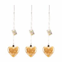 Glitzhome Set of Three 25.75 Inch Tall Christmas Glass Heart Wall Decor with String Lights