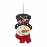 Glitzhome 19 Inch Tall Lighted 3D Wooden Metal Snowman Wall Decor
