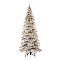 Glitzhome 7.5 Feet Flocked Layered Spruce Faux Christmas Tree with 350 Warm White Lights Perspective: Main