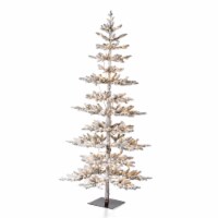 Glitzhome 7 Feet Deluxe Pre-Lit Flocked Pine Faux Christmas Tree with 400 Warm White Lights Perspective: Main