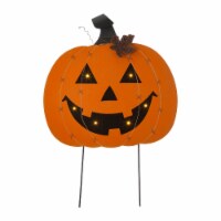 Glitzhome 31.75 Inch Tall Halloween Wooden&Metal Pumpkin Stake or Wall Decor
