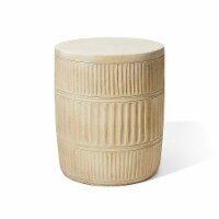 Glitzhome 18.5 Inch H Cream White Textured Garden Stool Handcraft Antique End Table