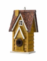 Glitzhome Outdoor Bird House Yellow 11.93 H Distressed Texture