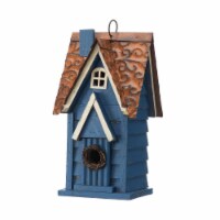 Glitzhome Outdoor Bird House Blue 11.93 H Distressed Texture