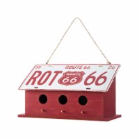 Glitzhome 14 Inches Distressed Texture Birdhouse for Bluebird, Red Licence Plates