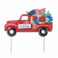 Glitzhome 23.5 L Metal Patriotic/Americana Red Truck Yard Stake or Wall Decor