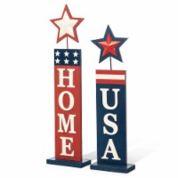 Glitzhome Set of 2 Wooden Patriotic/Americana Firecracker Table Sign