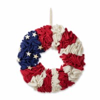 Glitzhome 18 D Patriotic/Americana Round Fabric Wreath