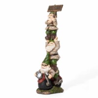 Glitzhome 25.5 Inch Garden Gnome Statue Decorations with Solar Lights, Polyresin Figurines