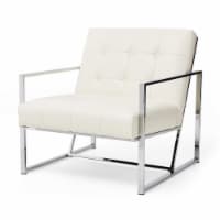 Glitzhome Button-Tufted PU Leather Arm Chair, 31.50 Inch Tall, Black Metal Frame