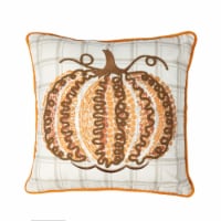 Glitzhome Fall Embroidered Pumpkin Cushion Cover, 18 Inches, for Sofa Couch Home Decor