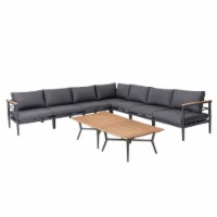 Glitzhome 9-Piece All-Weather Aluminum Patio Conversation Sets with Coffee Table
