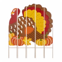 Glitzhome 41.5 Inch Tall Thanksgiving Metal Turkey Combo Yard Stake or Hanging Decor