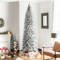 Glitzhome 9 Feet Silver Tinsel Artificial Christmas Tree