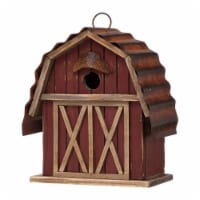 Glitzhome 10.25 H Wood Barn Bird House Hand Painted Hanging Distressed Garden Decor