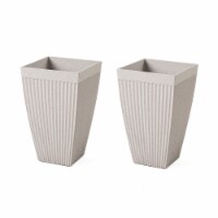 Glitzhome Set of Two Oversized Tapered Tall Fluted Pot Planter Eco-Friendly PE
