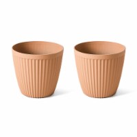 Glitzhome Set of Two Large Round Fluted Pot Planter Eco-Friendly PE - 15.5 Inch