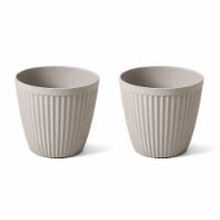 Glitzhome Set of Two Large Round Fluted Pot Planter Eco-Friendly PE - 15.5 Inch