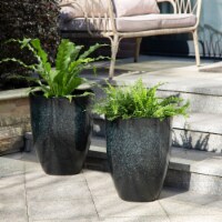 Glitzhome Set of Two Oversized Faux Ceramic Tall Pot Planter Eco-Friendly PE - 16.7 Inch