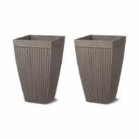Glitzhome Set of Two Oversized Tapered Tall Fluted Pot Planter Eco-Friendly PE